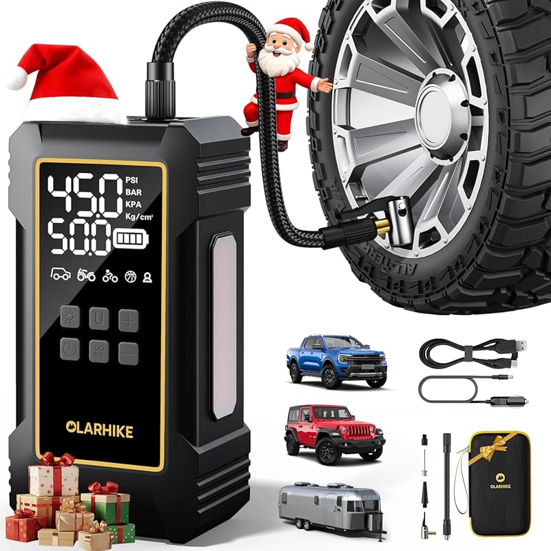 OlarHike Heavy Duty Portable Air Compressor with 12000mAh Battery and 