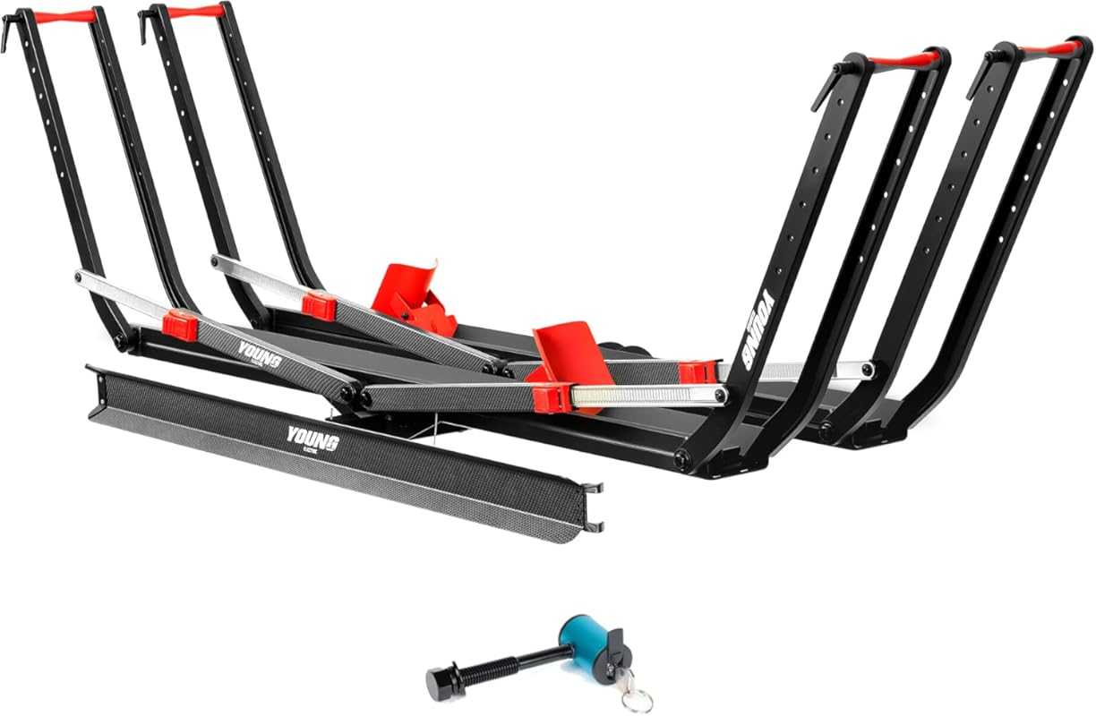 Young Heavy-Duty 2 E-Bike Hitch Rack with Loading Ramp for Fat Tires a