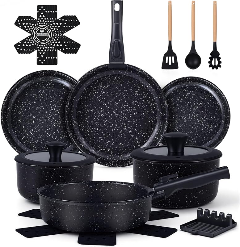Ammeloo 21 Pcs Pots and Pans Set Non Stick, Ceramic Kitchen Cookware S