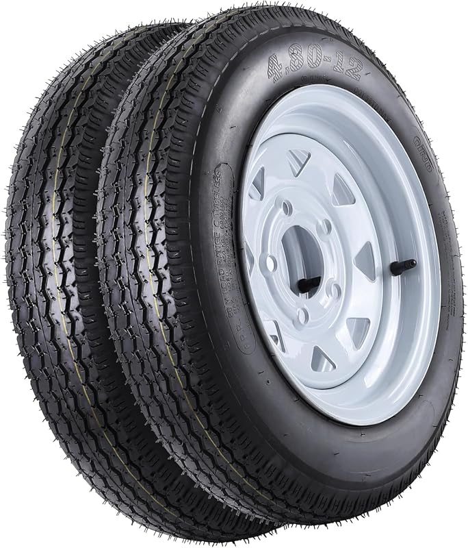 4.80-12 Trailer Tires with 12-Inch Rims, 5-Lug Pattern, Load Range C,