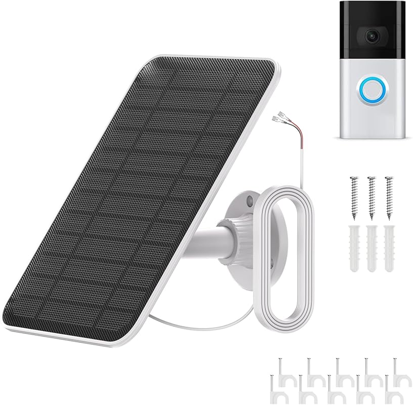 Baaletc 5W Solar Charger for Ring Doorbell with a Long Weatherproof Ca