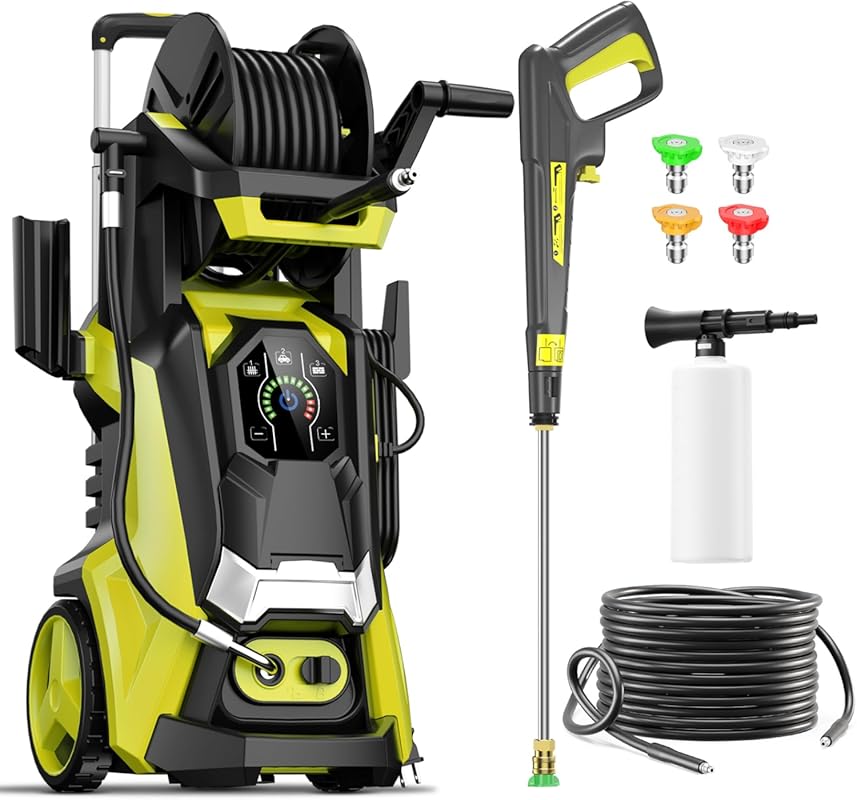 High-Pressure Washer with 5000 PSI Touch Screen, Foam Cannon, and 4 No