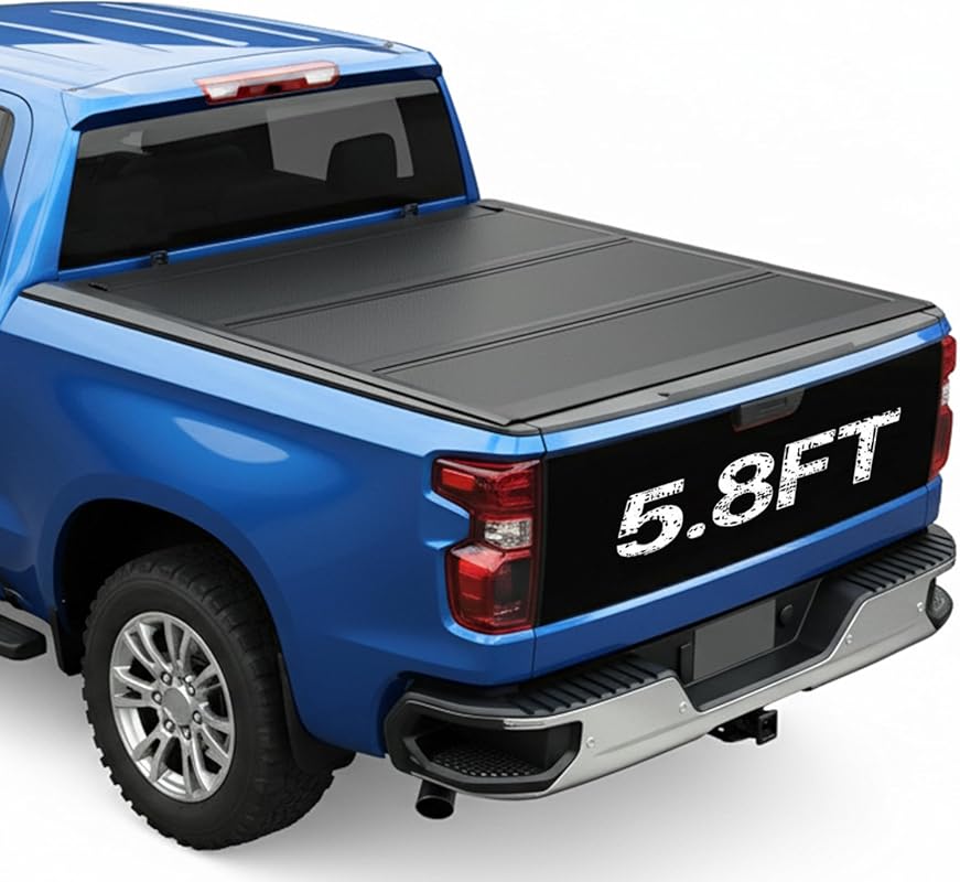 HTL Low-Profile Hard Tri-Fold Tonneau Cover for 2019-2025 GMC Sierra 1