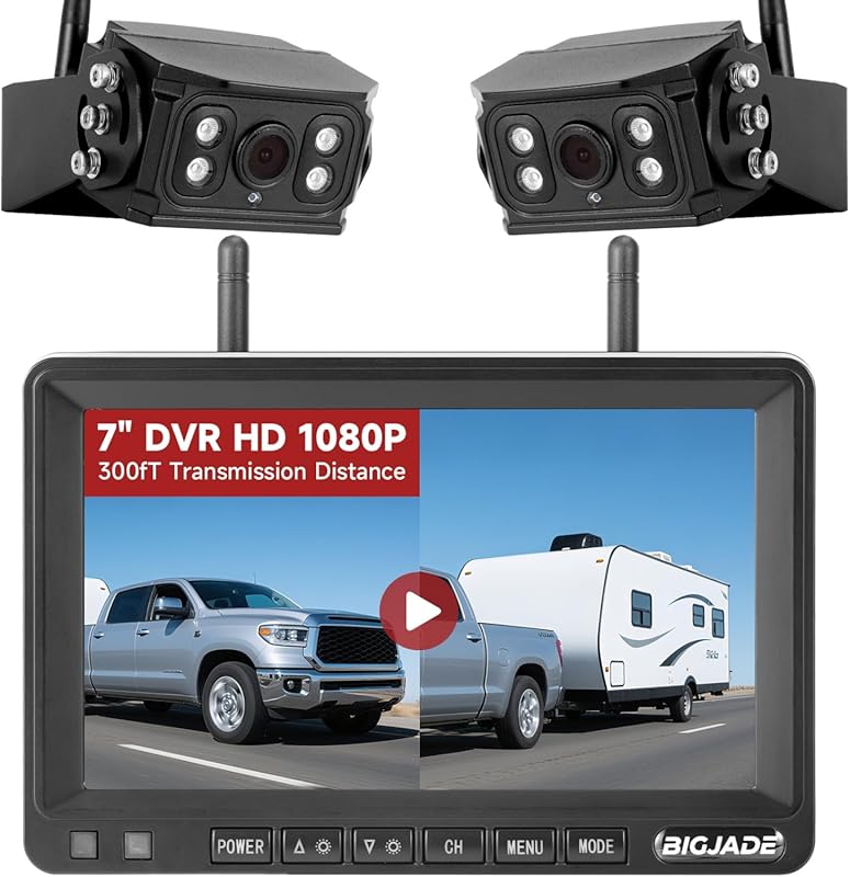 Wireless Backup Camera with 7-Inch HD Monitor, DVR, and Dual Camera Sy