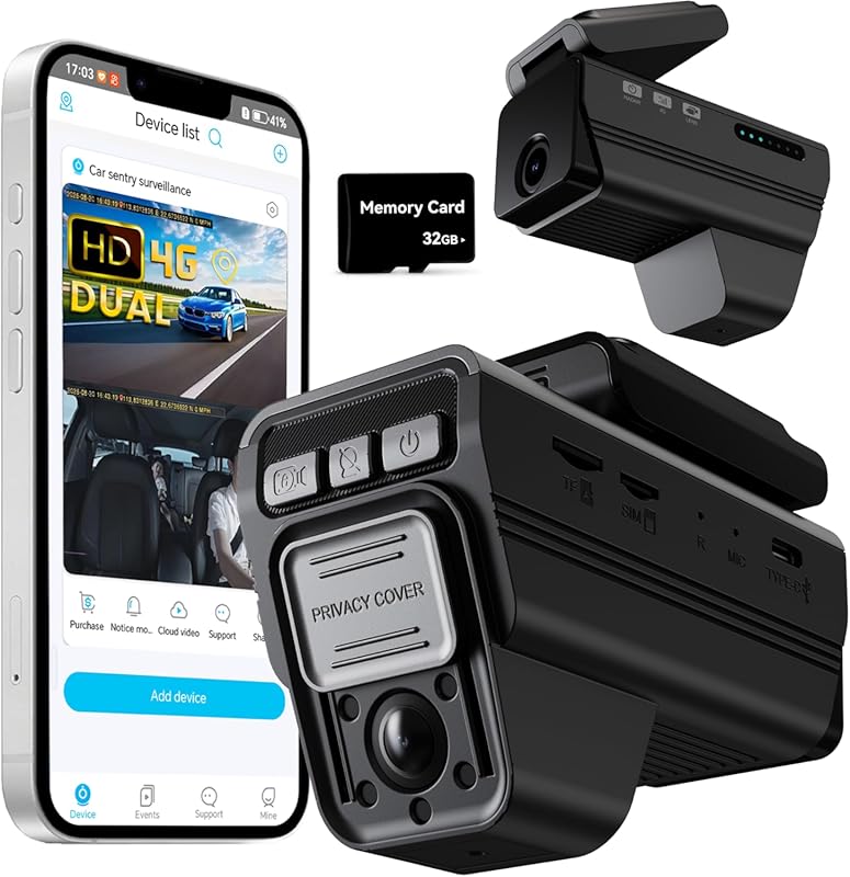 4G LTE Dash Cam with Radar Detection for Dual Channel Front and Rear 1