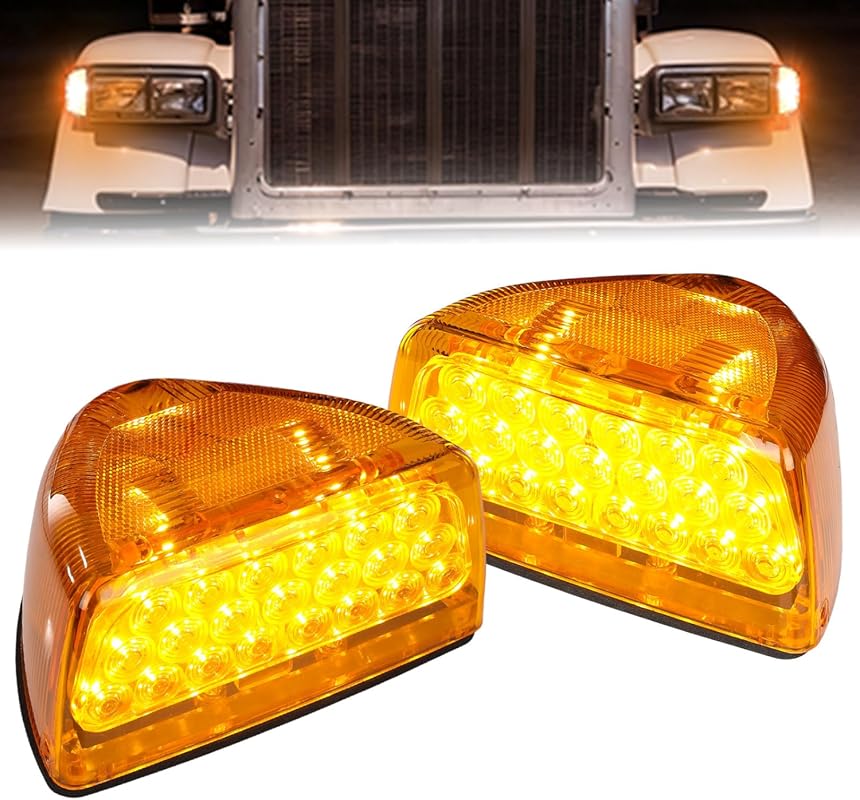Amber LED Headlight Turn Signal Lights for Peterbilt 379 and Other Mod