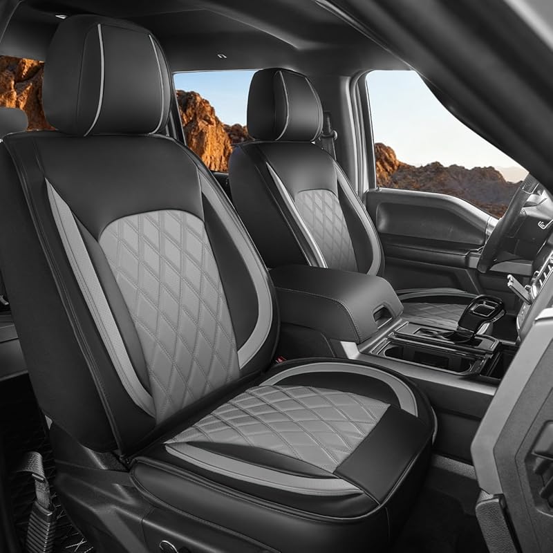 LINGVIDO Waterproof Faux Leather Front Seat Covers for Ford F150 and S