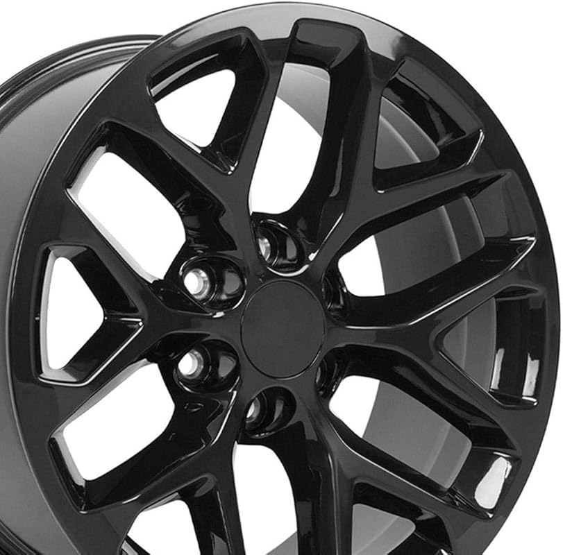 OE Wheels CV98B 20x9 Gloss Black Snowflake Rims for Silverado 1500 Tru