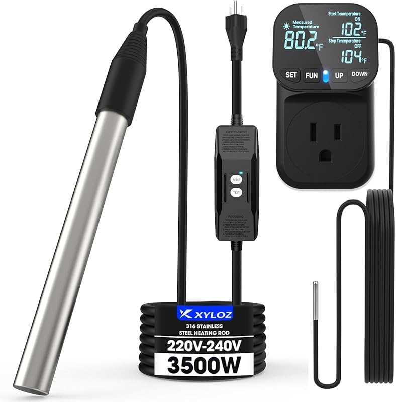 240V 3500W Immersion Electric Water Heater with Thermostat and GFCI fo