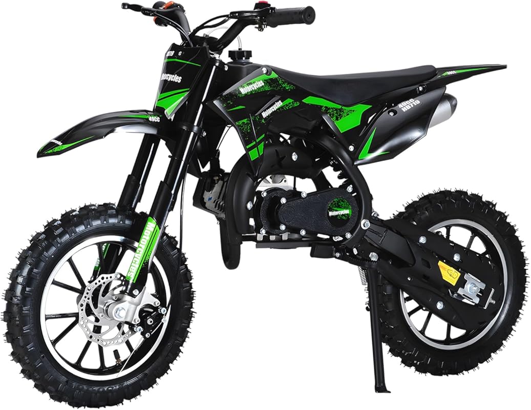 50cc Kids Dirt Bike with 2-Stroke Engine, Disc Brakes, and Shock Absor