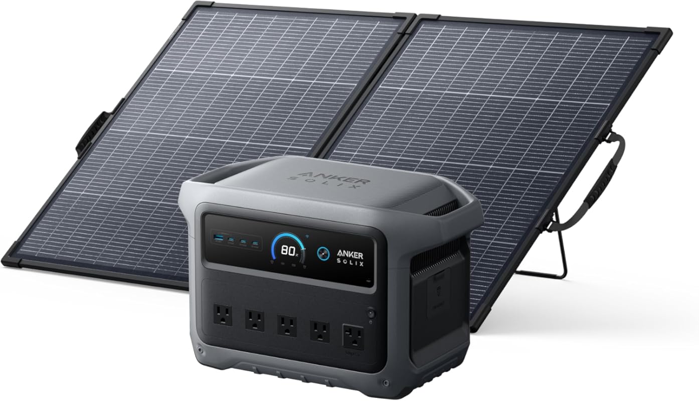 Anker SOLIX C1000 Gen 2 Portable Power Station with 200W Bifacial Sola