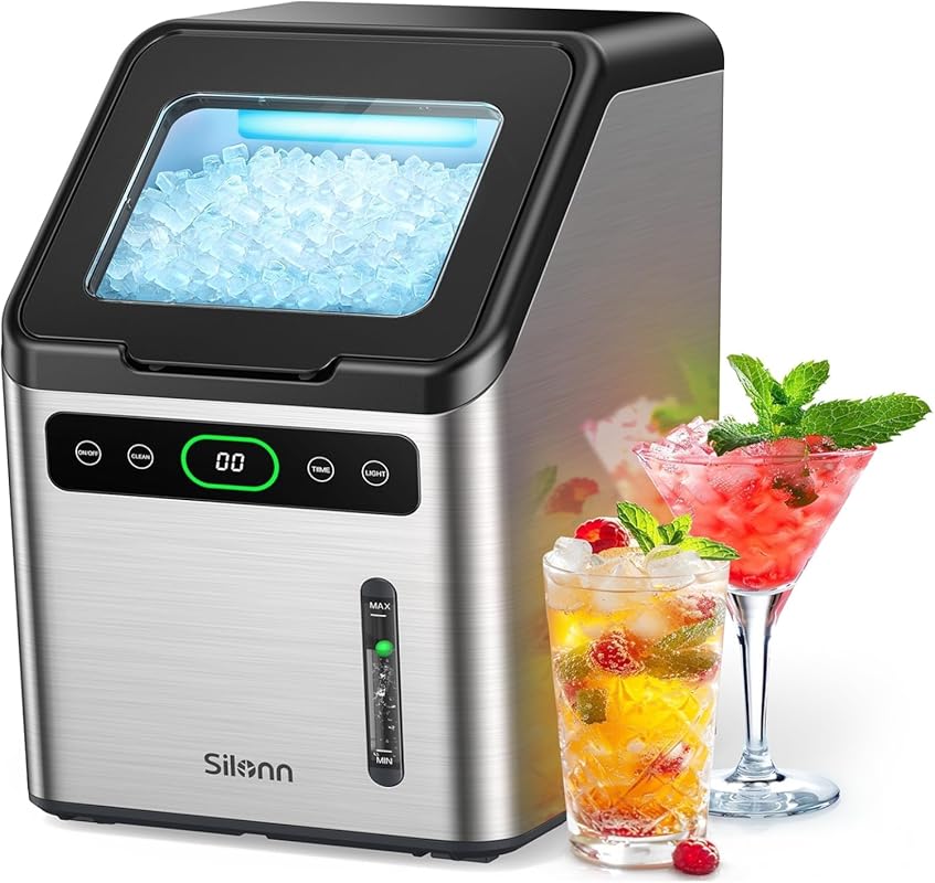 Silonn Countertop Nugget Ice Maker with 44 lbs Per Day Output and One-