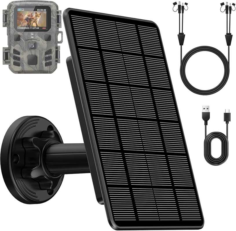 Trail Camera Solar Panel with 5000mAh Battery, 12V and 6V Output, and 