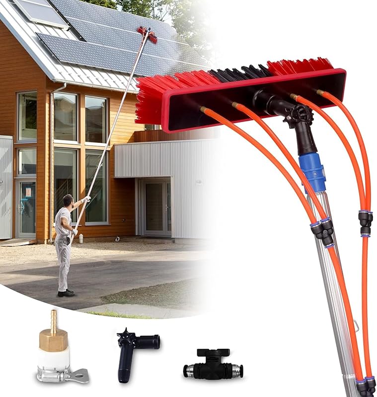 35-Foot Adjustable Water-Fed Pole Kit with Brush for Cleaning Solar Pa