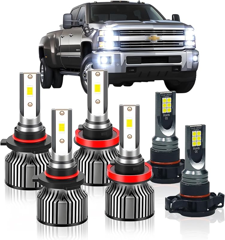 6000K White Plug-and-Play Light Bulbs Combo for Chevy Silverado 1500, 