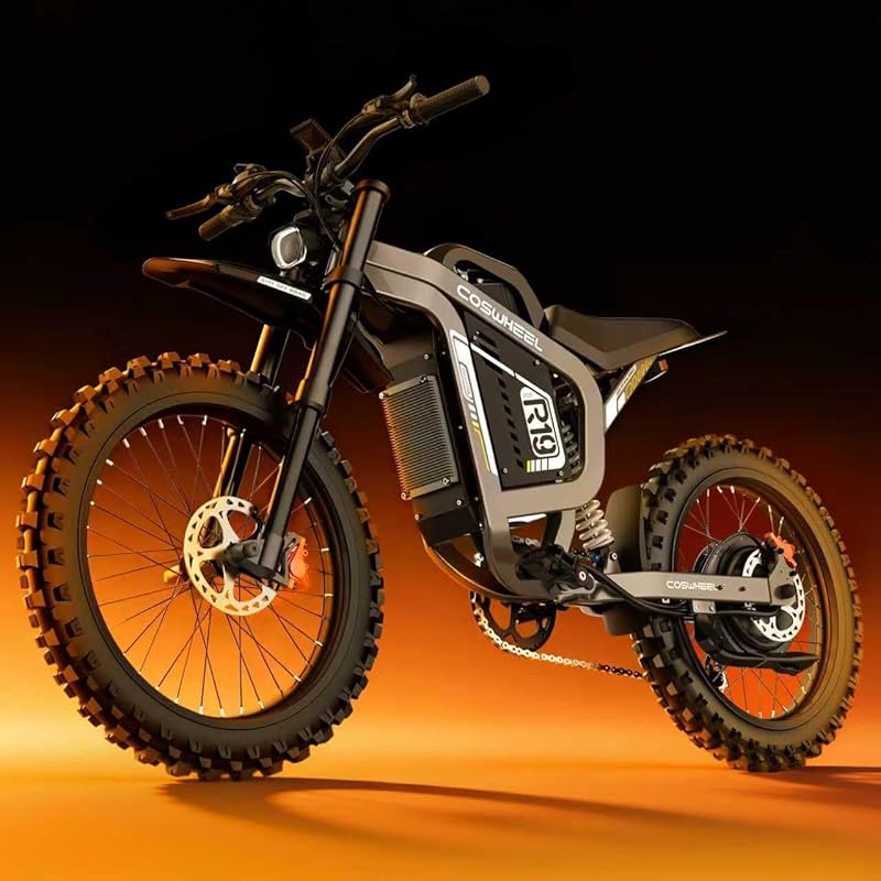 Electric Dirt Bike for Adults with 6000W Peak Motor, 50MPH Top Speed, 