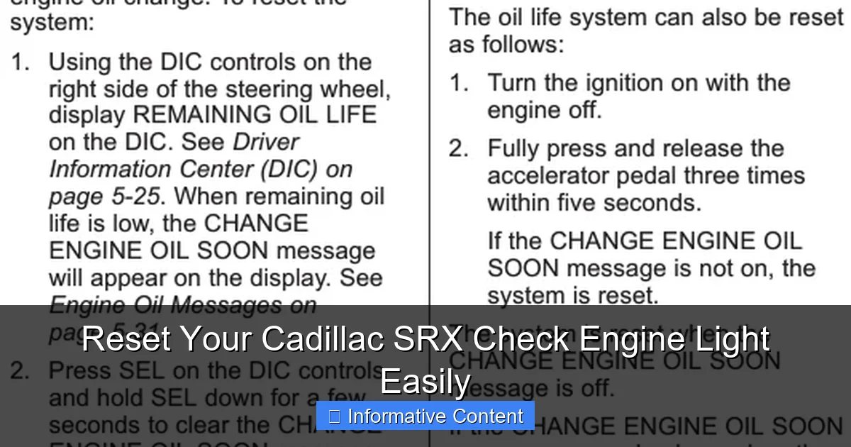 Reset Your Cadillac SRX Check Engine Light Easily