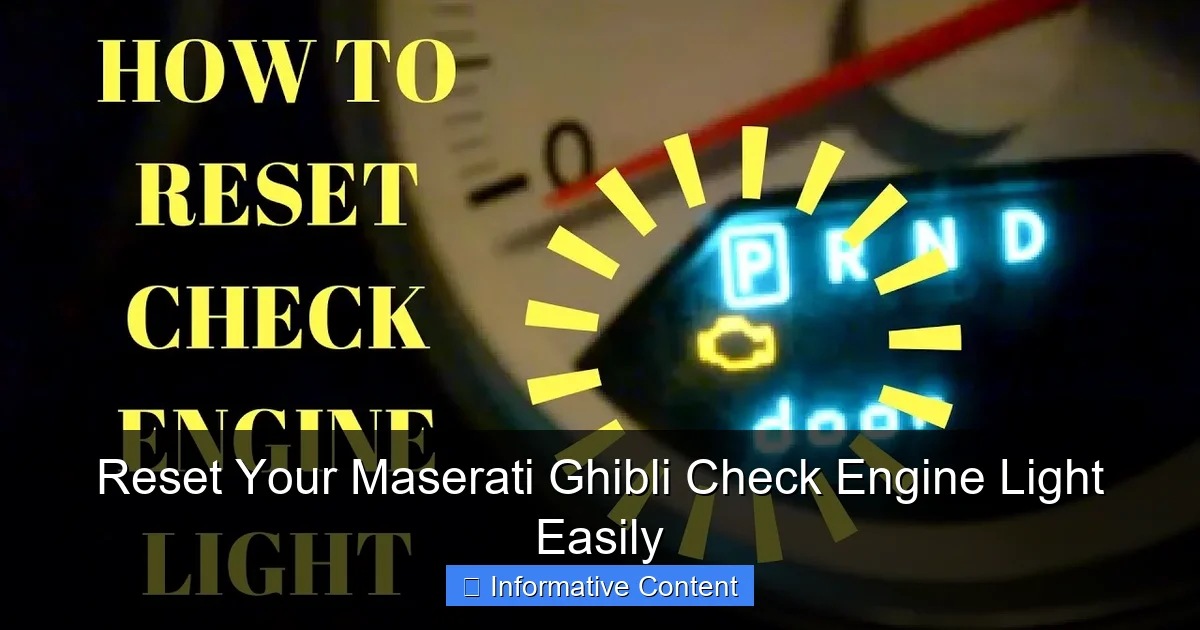 Reset Your Maserati Ghibli Check Engine Light Easily