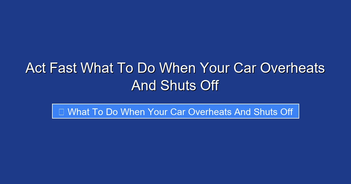 Act Fast What To Do When Your Car Overheats And Shuts Off