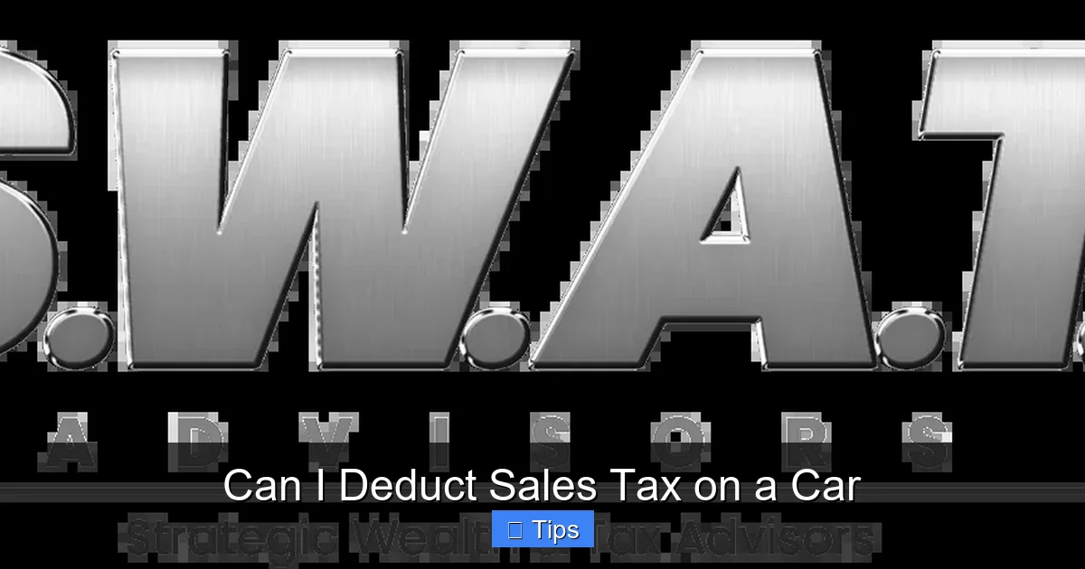 Can I Deduct Sales Tax on a Car