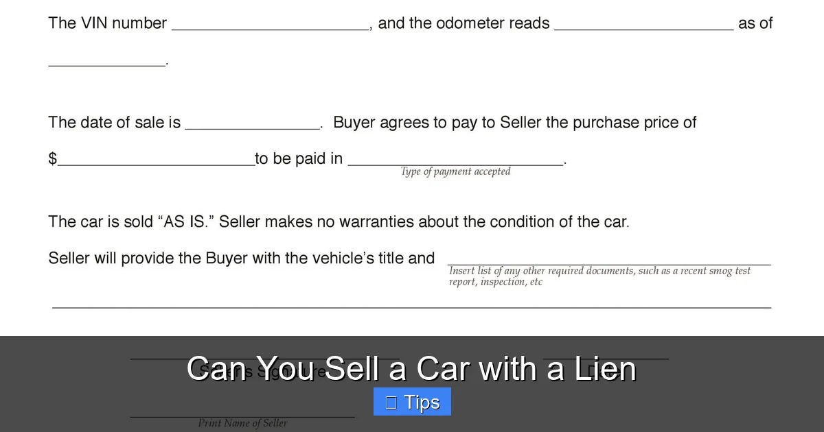 Can You Sell a Car with a Lien