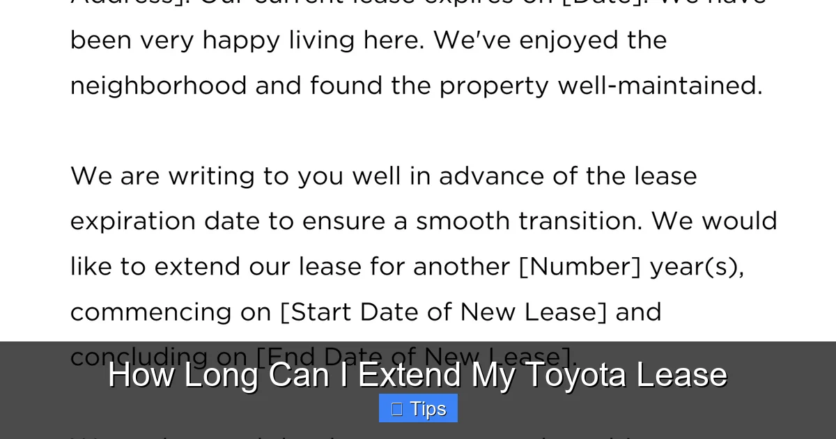 How Long Can I Extend My Toyota Lease