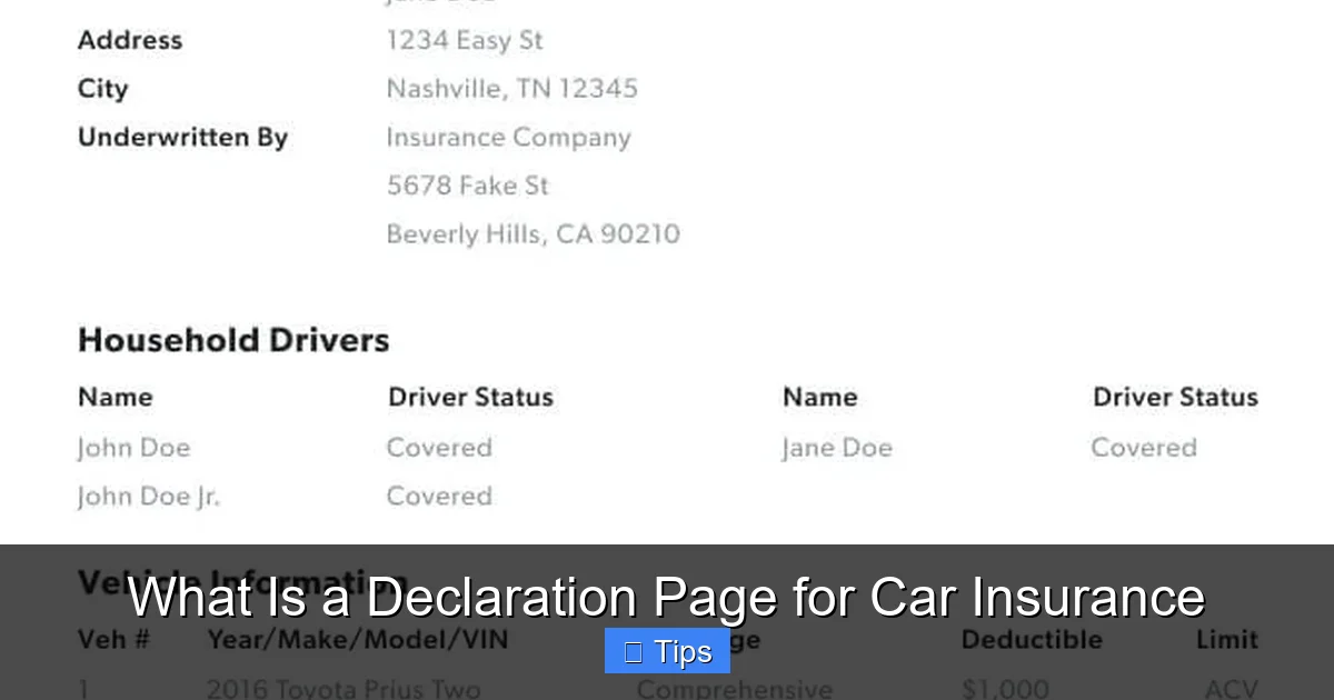 What Is a Declaration Page for Car Insurance